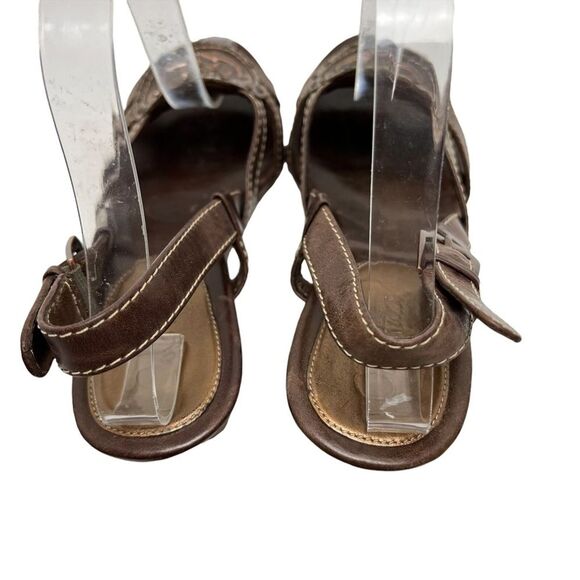 COLE HAAN Brown Chunky Stacked High Heel Genuine Leather Slingback Sandals 7.5 - Picture 7 of 16